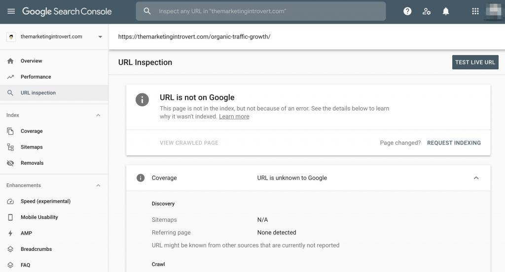 Request Manual Indexing in GSC Step 1