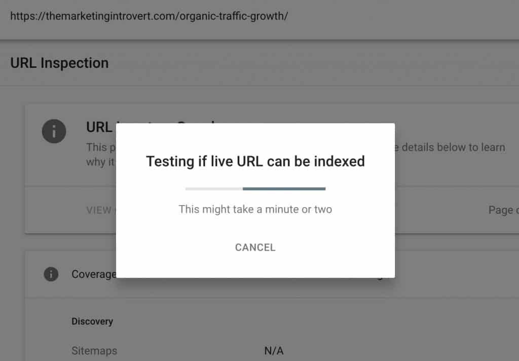 Request Manual Indexing in GSC Step 2