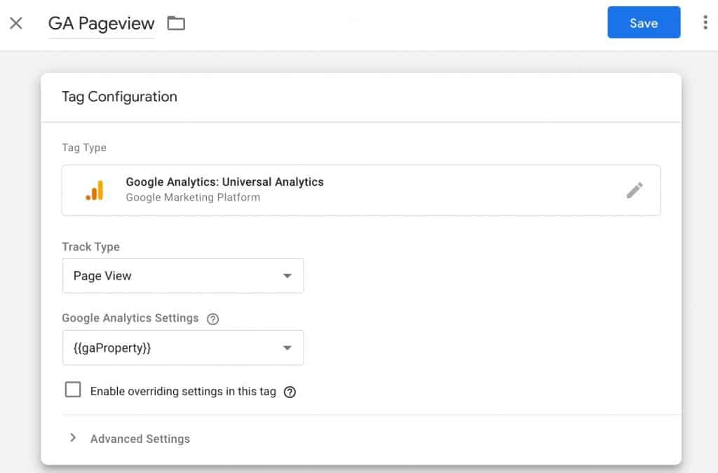 Google Analytics Tag in Google Tag Manager