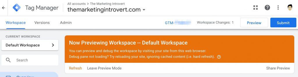 Google Tag Manager Preview Mode