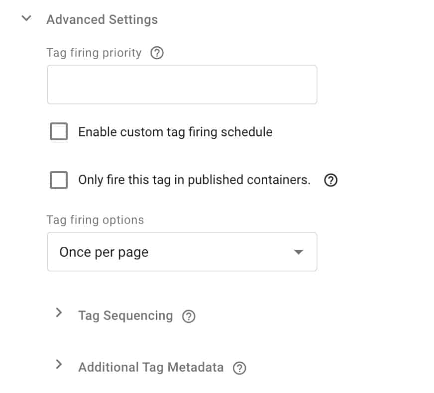 Advanced Settings for Tags in Google Tag Manager