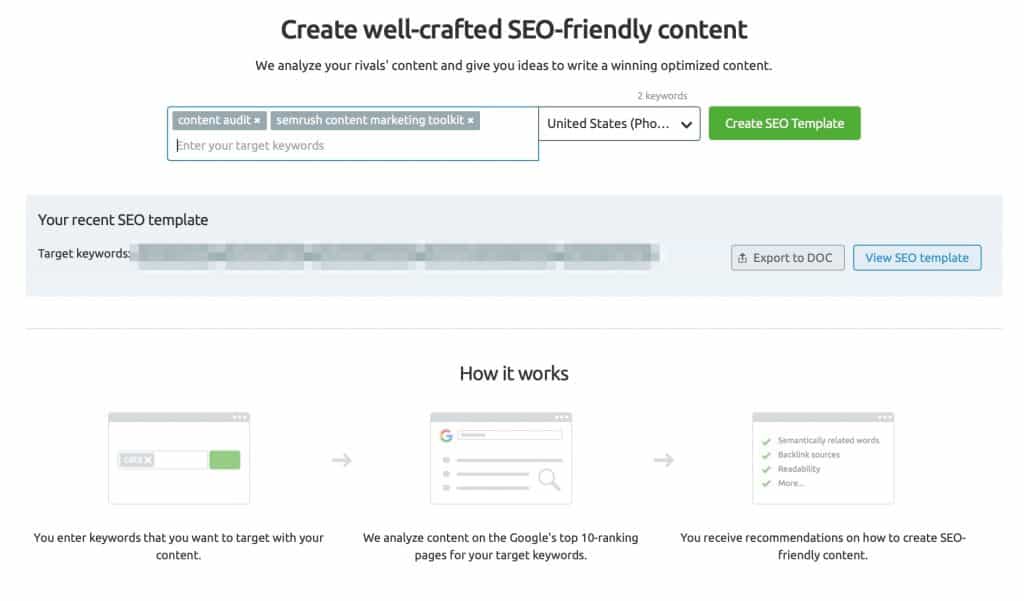 How to Use SEMRush Content Marketing Toolkit - Step 6 - Create an SEO Content Template