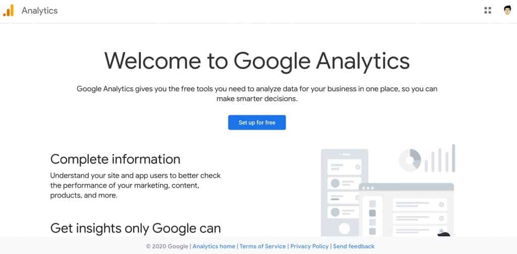 Google Analytics Setup Page