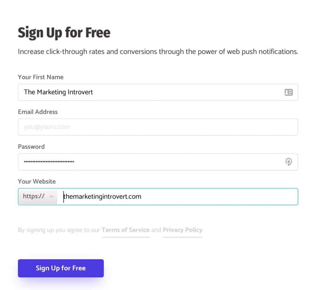 Enter Details to Complete Sign Up Process for Subscribers
