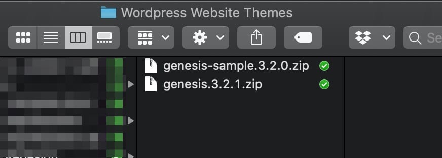 zip files of the Genesis Framework and Genesis Sample Child Theme