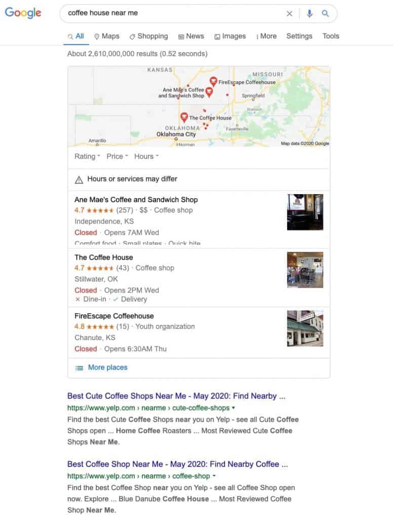 Sample Google Search for High Commercial Intent Keyword