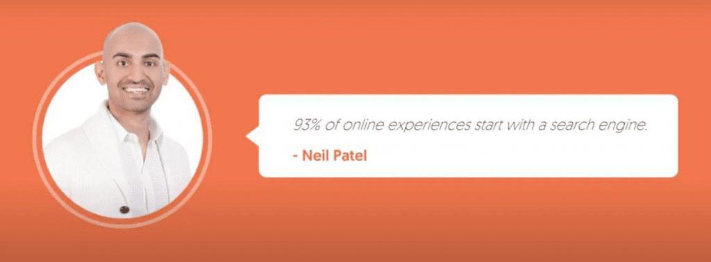 Quote from Neil Patel on the importance of search engines