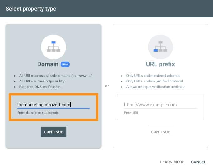 Add domain URL in domain section