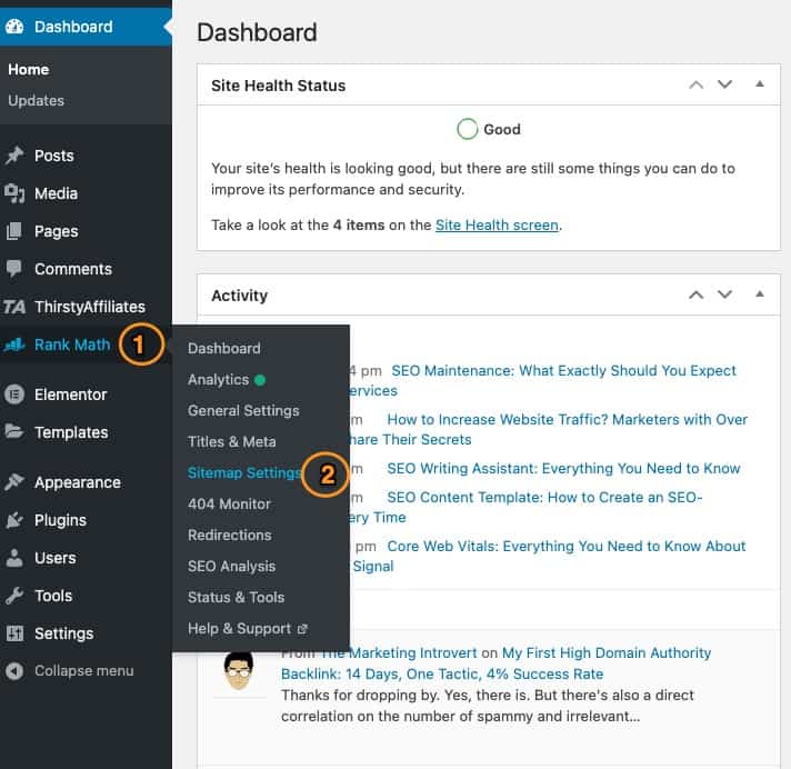 Rank Math Sitemap Settings
