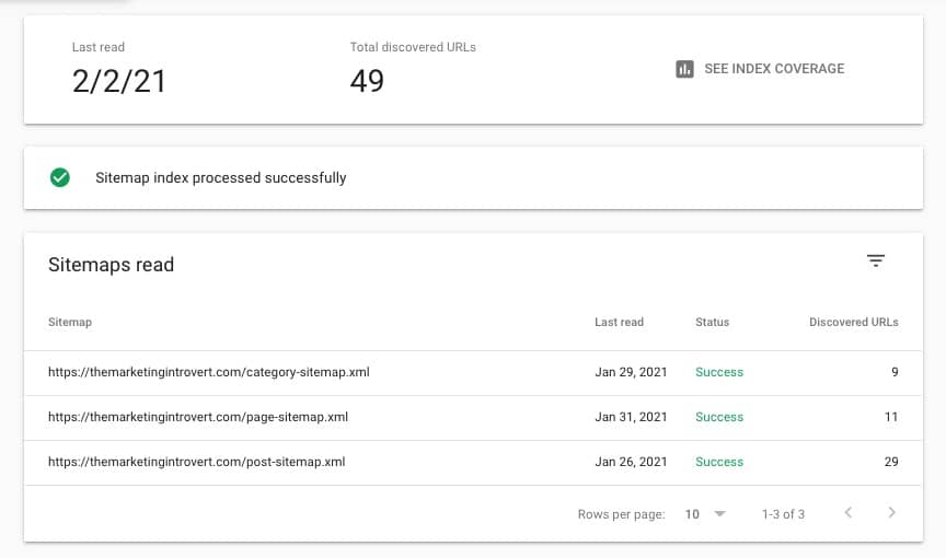 Sitemap processed successfully by Google